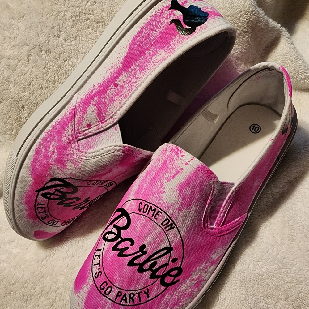 Barbie Inspired Canvas Slip On Shoes Women's Size 10
